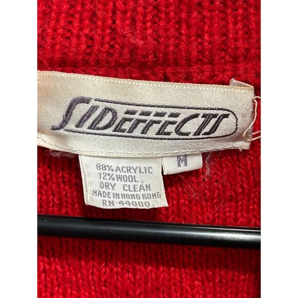 Vintage Sideffects Red Knit Open Front Cardigan Long Sweater Sz M - Picture 5 of 7